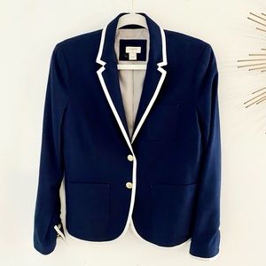 Classic White Trimmed Navy Blue Blazer 4